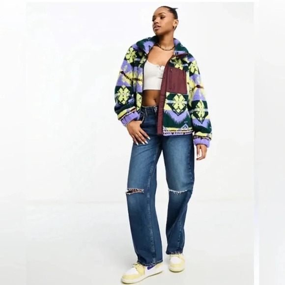 Wrangler Women's Multi Colored Sherpa Fleece Zip Through Jacket 112342 NWT - Picture 4 of 16